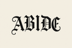 ABIDE blackletter logo on a cream background